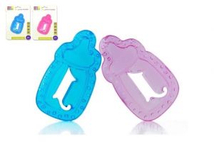 Kousátko chladící lahvička plast 11cm asst 2 barvy na kartě