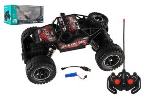 Auto RC Off-Road vypouštějící páru plast 26cm 27MHz dobíjecí pack+baterie se světlem červe