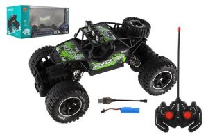 Auto RC Off-Road vypouštějící páru plast 26cm 27MHz dobíjecí pack+baterie se světlem zelen