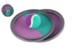 Lambáda/Catch ball hra s míčkem na suchý zip 19 cm zeleno-fialová v síťce