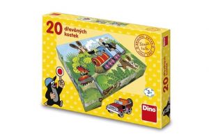 Kostky kubus Krtek a dopravní prostředky dřevo 20ks v krabičce 27,5x19x4,5cm