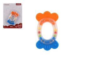 Chrastítko/Kousátko ovál plast/silikon 11cm na kartě 0m+