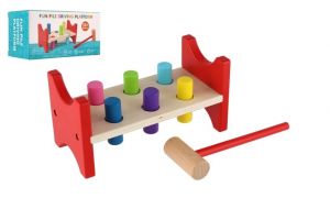 Zatloukačka s kladívkem dřevo v krabici 20x10x9,5cm