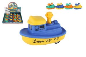 Loď/Lodička Zmáčkni a jeď plast 5x10cm na setrvačník 4 barvy