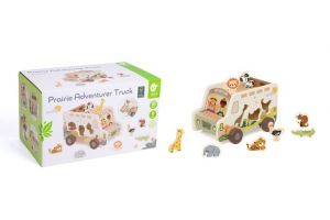 Auto safari vkládačka dřevěné 9ks v krabici 28x16x16cm 18m+