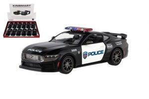 Auto Kinsmart 2024 Ford Mustang Dark Horse Policie 1:38 kov/plast 13cm na zpětné natažení