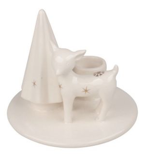 Svícen se srnou porcelánový 10,5 x 9 x 10,5 cm, na svíčku 2,2 cm