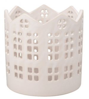 Svícen domky z keramiky 10,5 x 11 x 10,5 cm