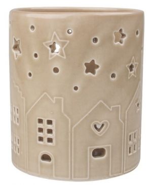 Svícen s domky porcelánový 10 x 11 x 10 cm