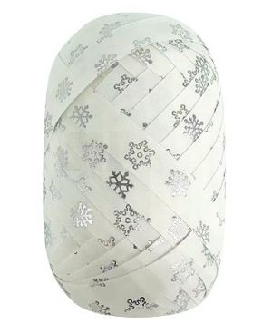 Stuha dárková bílá se stříbrnými vločkami 1 cm x 30 m