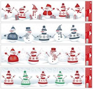 Okenní fólie pruh Sněhuláci 64 x 15 cm