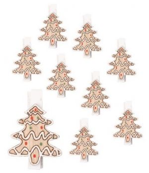 Stromky dřevěné na kolíčku 3 x 3,5 x 0,3 cm, 9 ks v sáčku
