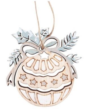 Rolnička dřevěná na zavěšení 5 x 5,5 x 0,5 cm, 2 ks v sáčku