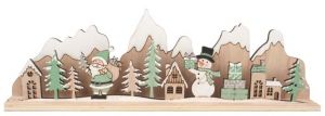 Zimní krajina dřevěná na postavení 30 x 9 x 4 cm