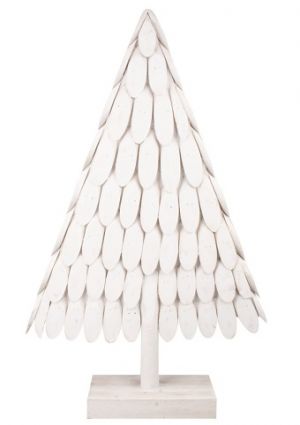 Strom z dřevěných plátků 35 x 57 x 8 cm, bílý