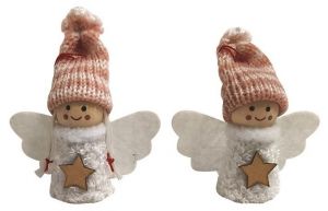 Anděl v bílém svetříku s hvězdou na zavěšení 7,5 cm