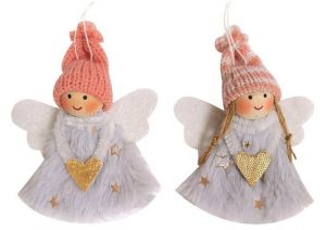 Anděl šedý na zavěšení 9,5 cm