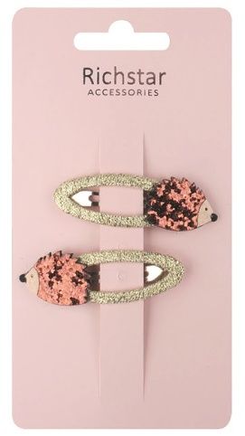 Sponky do vlasů s ježky s glitry 6 x 2 x 0,5 cm, 2 ks