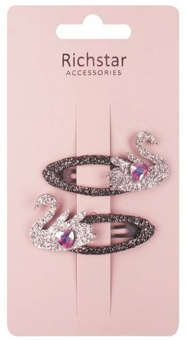 Sponky do vlasů labutě s glitry 6 x 3 x 0,5 cm, 2 ks