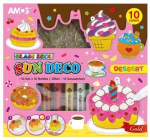 Barvy na sklo sada 10 barev 10,5 ml + 12 sklíček DEZERTY