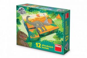 Kostky kubus Jurský svět dřevo 12ks