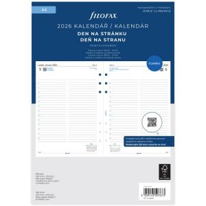 Filofax, Kalendář 2026 A5, den/1 strana, linky, ČJ + SJ