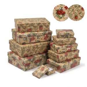 ARGUS Sada 10 ks dárkových krabic vánoční natur kraft 25001183