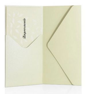 Ozdobné obálky s kapsou Pearl - DL, 220 g/m2, perleťové, krémové, 5 ks