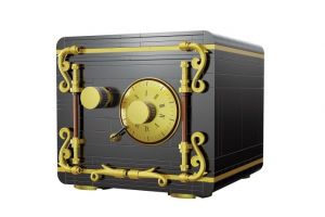 Stavebnice Funkční trezor z kostiček 442 dílků v krabici