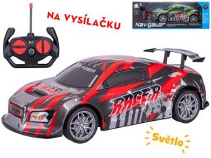 R/C auto závodní 26cm 27MHz plná funkce na baterie se světlem 2barvy v krabičce