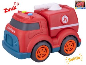 Auto hasiči 17cm volný chod na baterie se světlem a zvukem 18m+ v krabičce