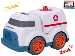 Auto ambulance 17cm volný chod na baterie se světlem a zvukem 18m+ v krabičce