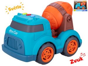 Auto stavební míchačka 17cm volný chod na baterie se světlem a zvukem 18m+ v krabičce