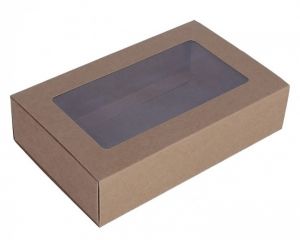 Krabička skladaná natur s víčkem 13cm/21cm/5cm