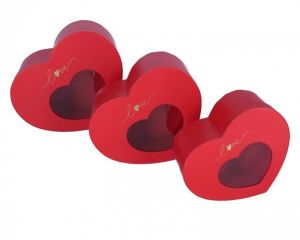 Krabička srdce červená sada 3ks