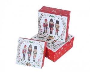 Dárkové krabice vánoční Louskáček bílá sada 3 ks<br /><br />