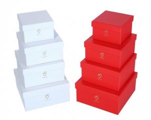 Dárková krabička se srdíčkem sada 4ks červená