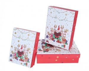 dárková vánoční krabice Santa a sob sada 3ks