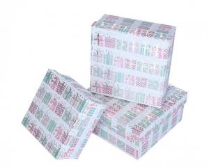 Dárková krabička pastelové s motivem dárků sada 3ks