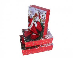 Dárková krabice s vánočním motivem Santa Clause sada 3ks