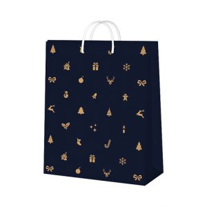 ALBI Dárková taška velká - Modrá vánoční s ražbou