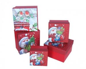 Dárkových krabička – motiv ptáčci, Santa malá