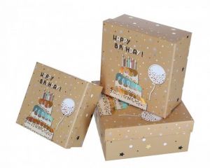 Dárková krabička Happy Birthday dort střední