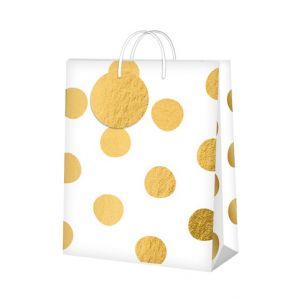 ALBI Dárková taška velká - Zlaté puntíky (26 × 12,7 × 32,4 cm)