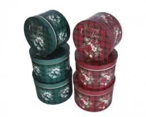 Vánoční dárková krabička „Merry Christmas“ kulatá střední