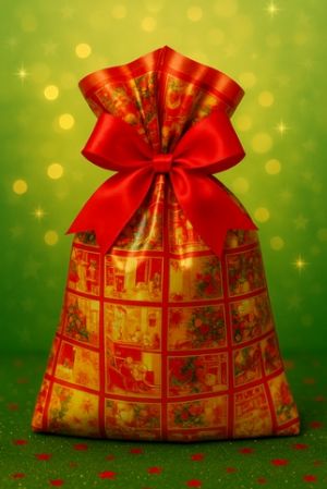 Dárkový metalový foliový vánoční sáček H 23x34cm