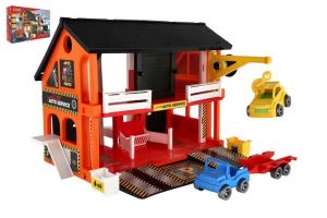 Auto servis 2 patra + 3 auta plast v krabici 59x39x15cm Wader