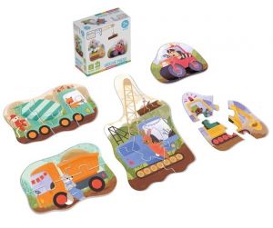 KukiKuk 80060 - Véééliké puzzle Stavební stroje