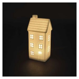 EMOS LED keramický domeček, 16 cm, 1x CR2032, vnitřní, teplá bílá, časovač