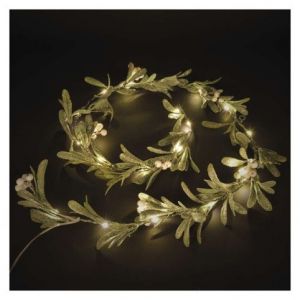 EMOS LED vánoční girlanda - jmelí, 1,5 m, 3x AA, vnitřní, teplá bílá, časovač